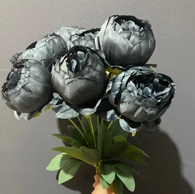 7x Peonies bunch Artificial Flower (black) artificial flower bouquet  
