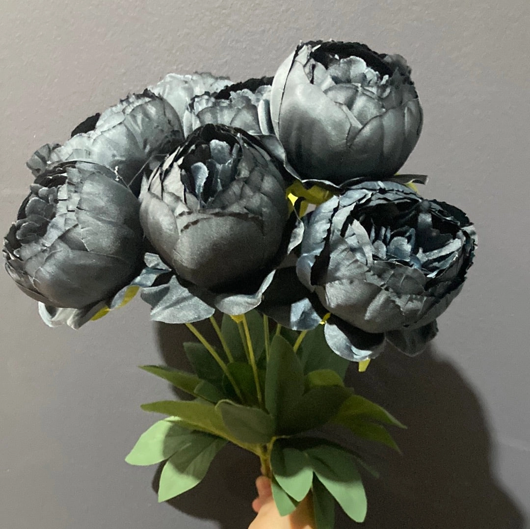 7x Peonies bunch Artificial Flower (black) artificial flower bouquet  