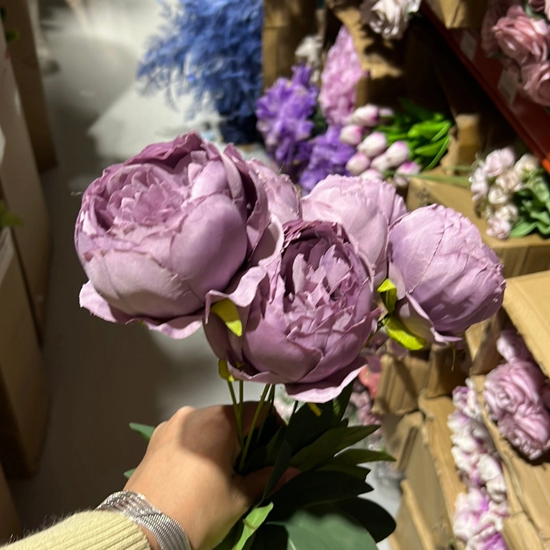 7x Peonies bunch Artificial Flower (Lilac) artificial flower bouquet  