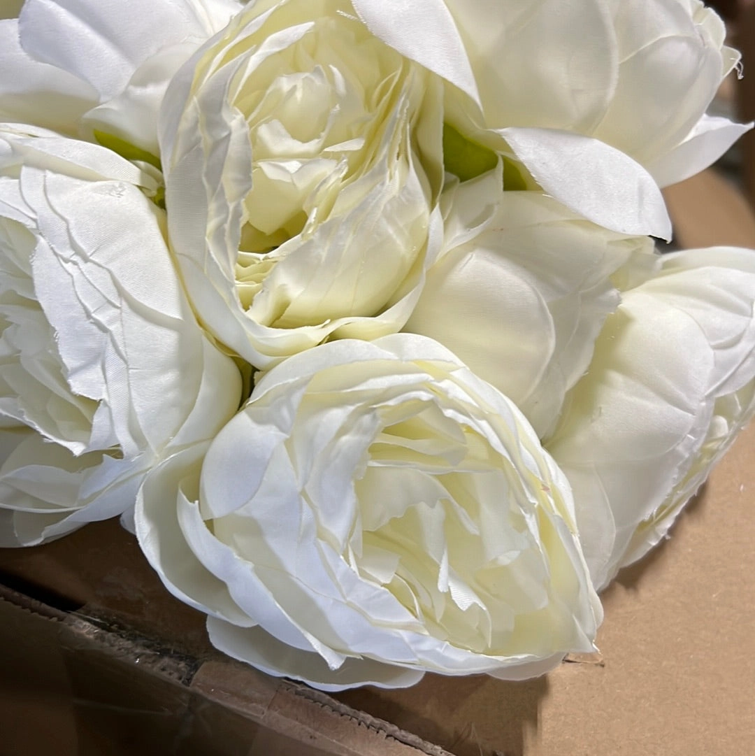 7x Peonies bunch Artificial Flower (White/cream)