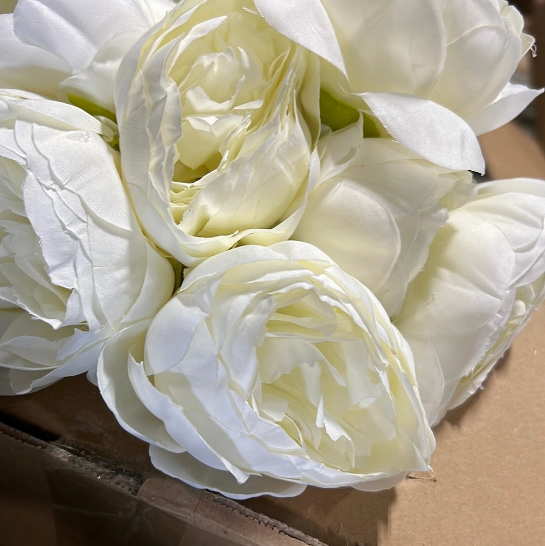 7x Peonies bunch Artificial Flower (White/cream)