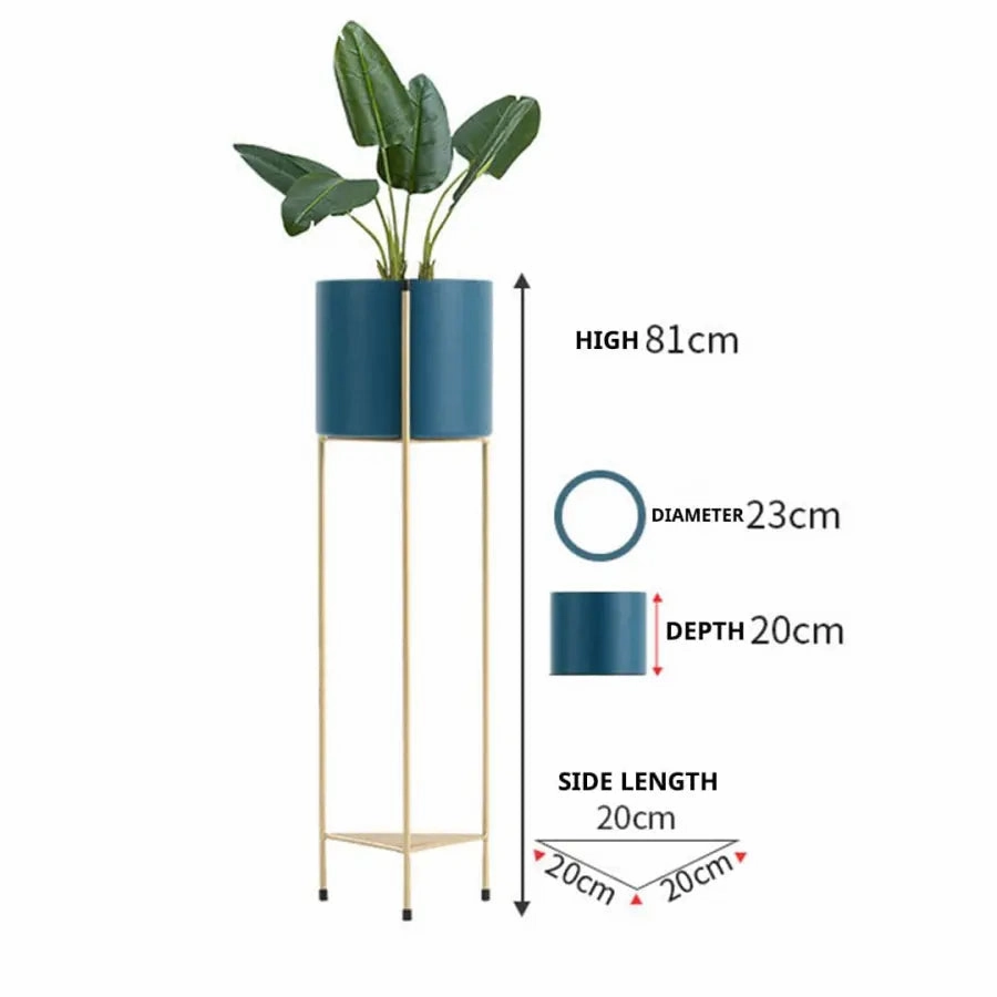81cm Gold & Blue Metal Plant Stand