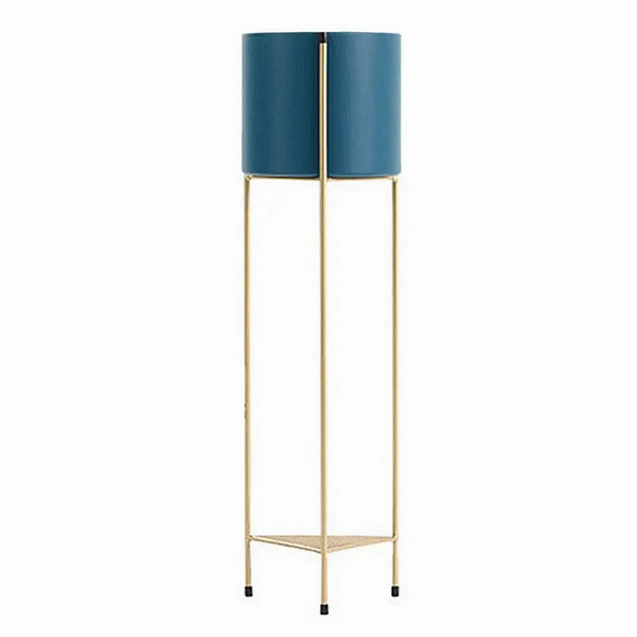 81cm Gold & Blue Metal Plant Stand,plant shelf accessories