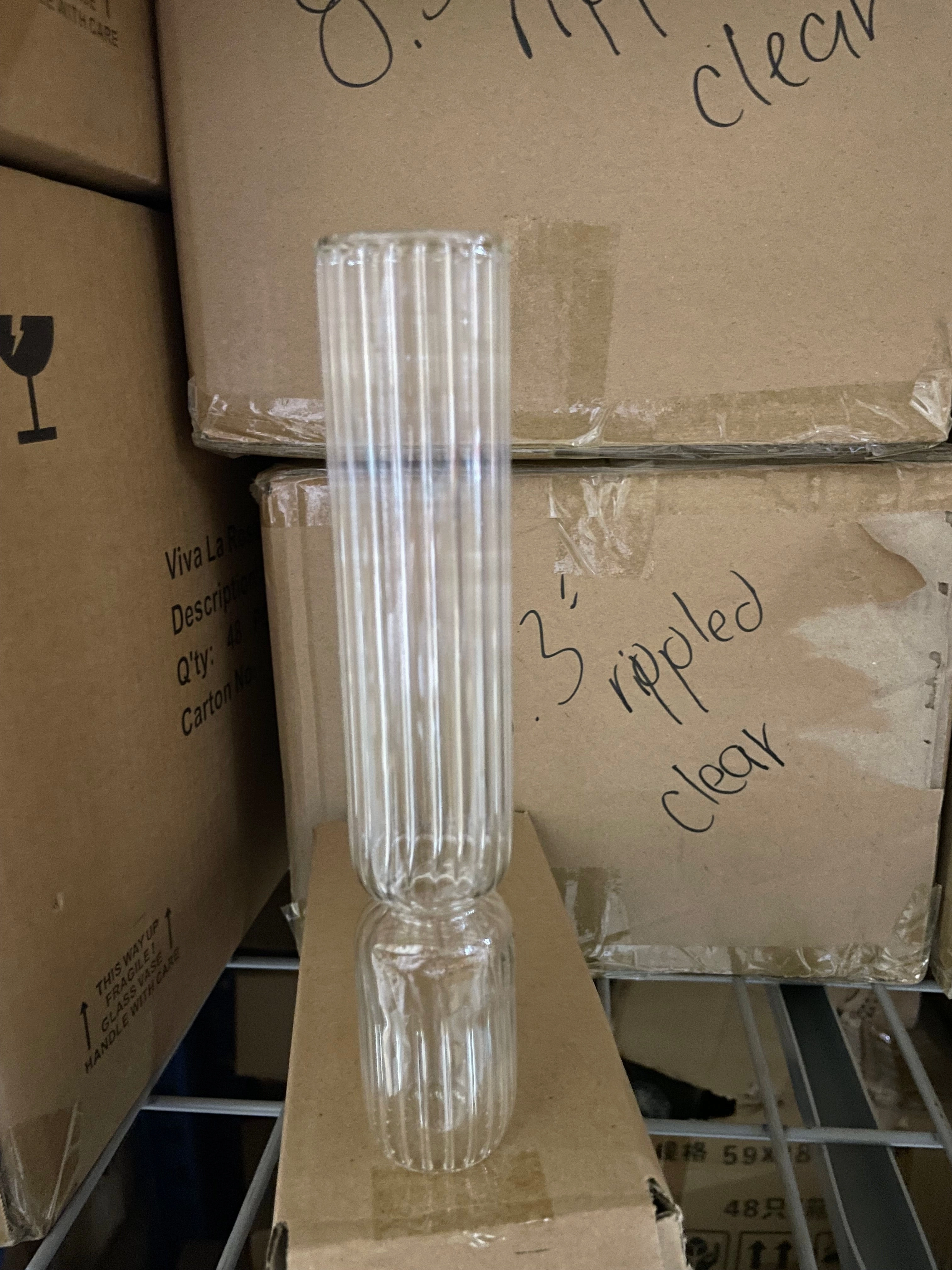 8.3" Rippled Bud Vase Lampwork Small vase wedding ripple