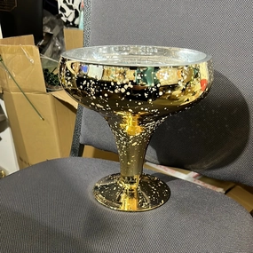 8 Mercury gold Glass Bowl Vase,aesthetic flower vase