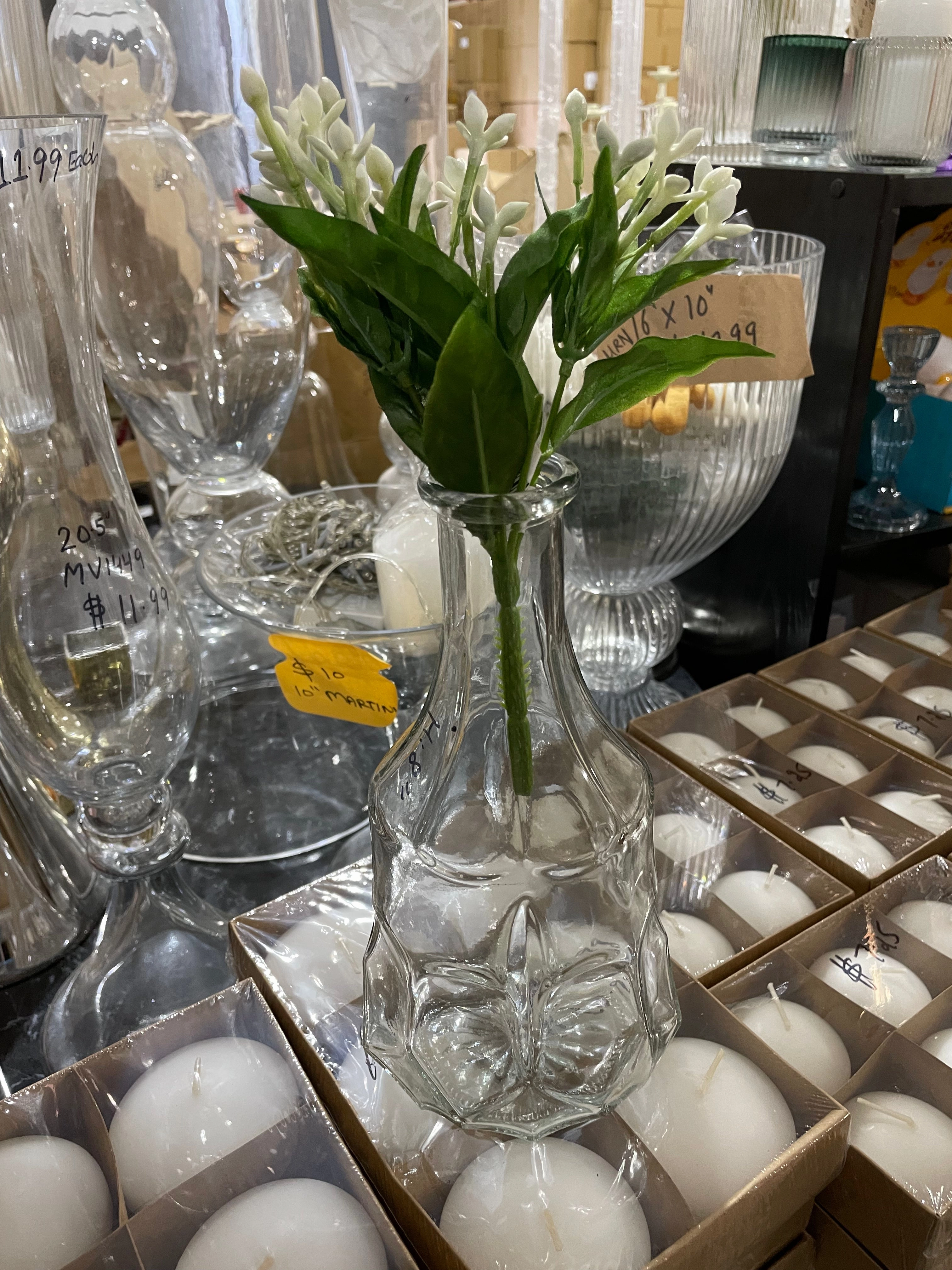 8 Tall Clear Bud Vase Glass with pattern