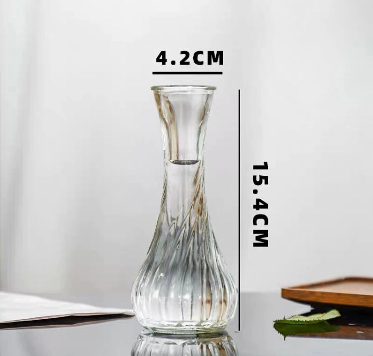8 Tall Clear Striped Bud Vase Glass
