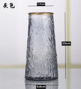 8 tall smoky dusty Blue Bud Vase Glass tapered up cylinder,aesthetic flower vase