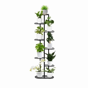 8 Tier Black Metal Plant Stand for 9 Planters,plant shelf accessories