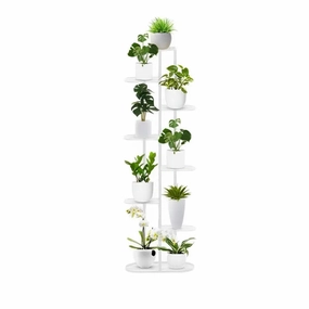 8 Tier White Metal Plant Stand for 9 Planters,plant shelf accessories