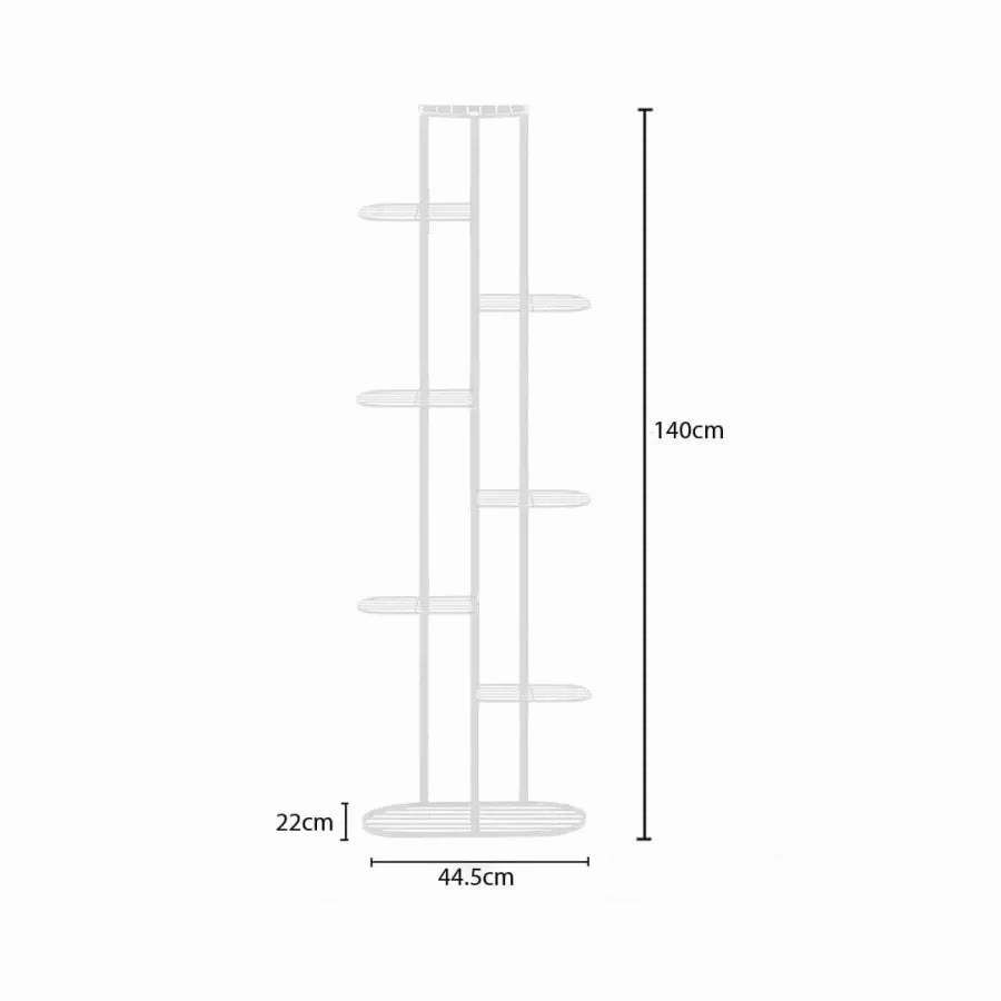 8 Tier White Metal Plant Stand for 9 Planters