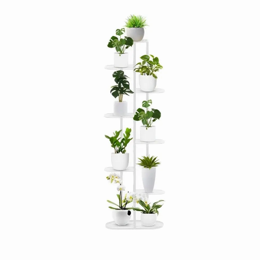 8 Tier White Metal Plant Stand for 9 Planters,plant shelf accessories