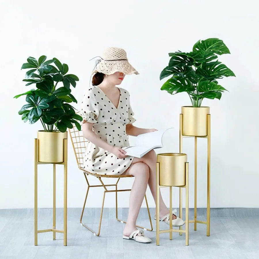 90cm Gold Metal Plant Stand