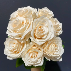 9 head Champagne/blush Rose 21011032 realistic flower bouquet  