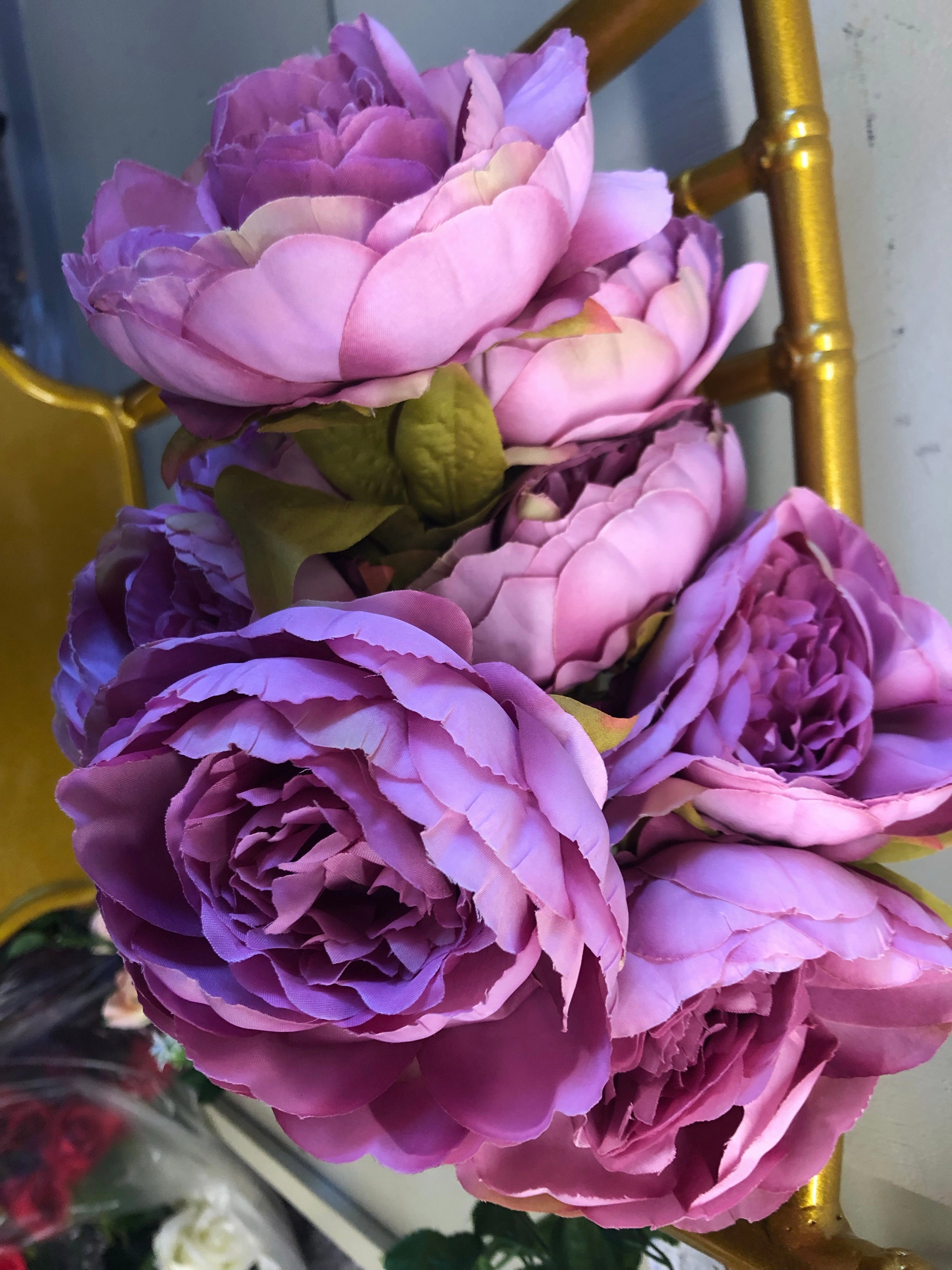 9 HEAD Lilac FABRIC ARTIFICIAL PEONIES PEONY BUNCH
