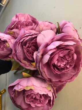 9 HEAD Lilac FABRIC ARTIFICIAL PEONIES PEONY BUNCH realistic flower bouquet  