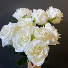 9 head Mao cream rose bunch artificial flower bouquet  