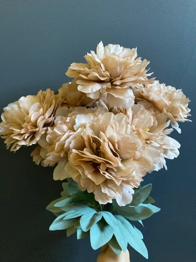 9 head PEONIES PEONY bunch coffee/ chocolate artificial flower bouquet  