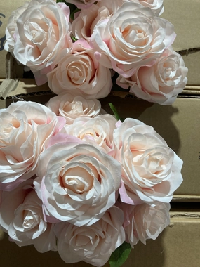 9 head Pink Rose artificial flower bouquet  