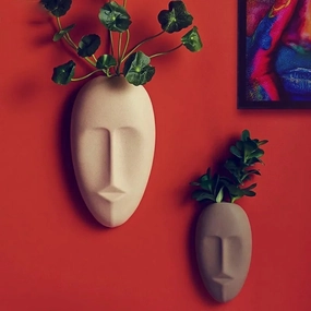 About a Face Ceramic Wall Accent &  Vase,planting accessories kit