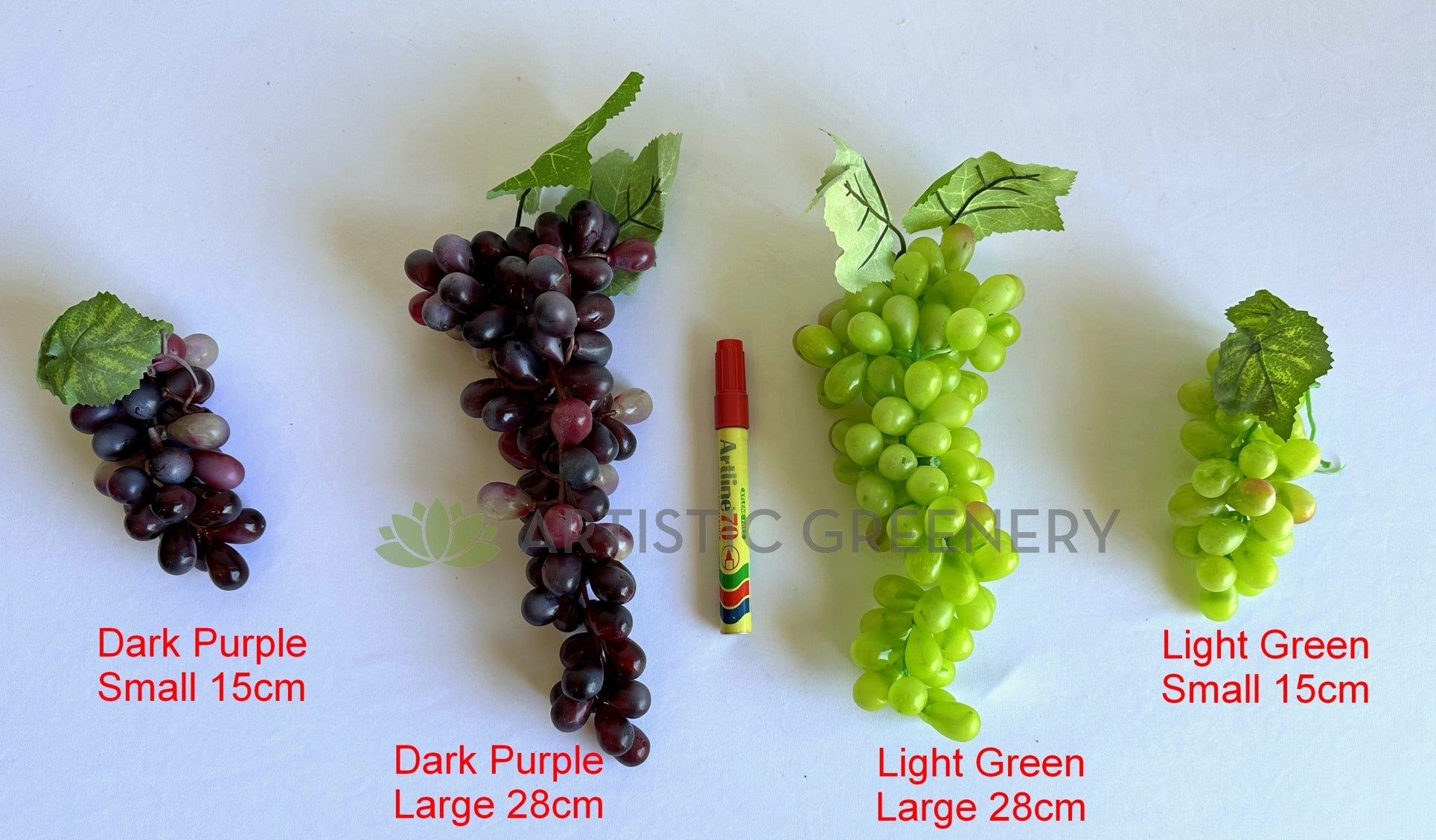 ACC0034-S90 Artificial Grape Bunch 2 Sizes Dark Purple / Green