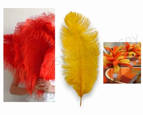 ACC0044L Ostrich Feather 45-55cm Red / Gold,garden field mower