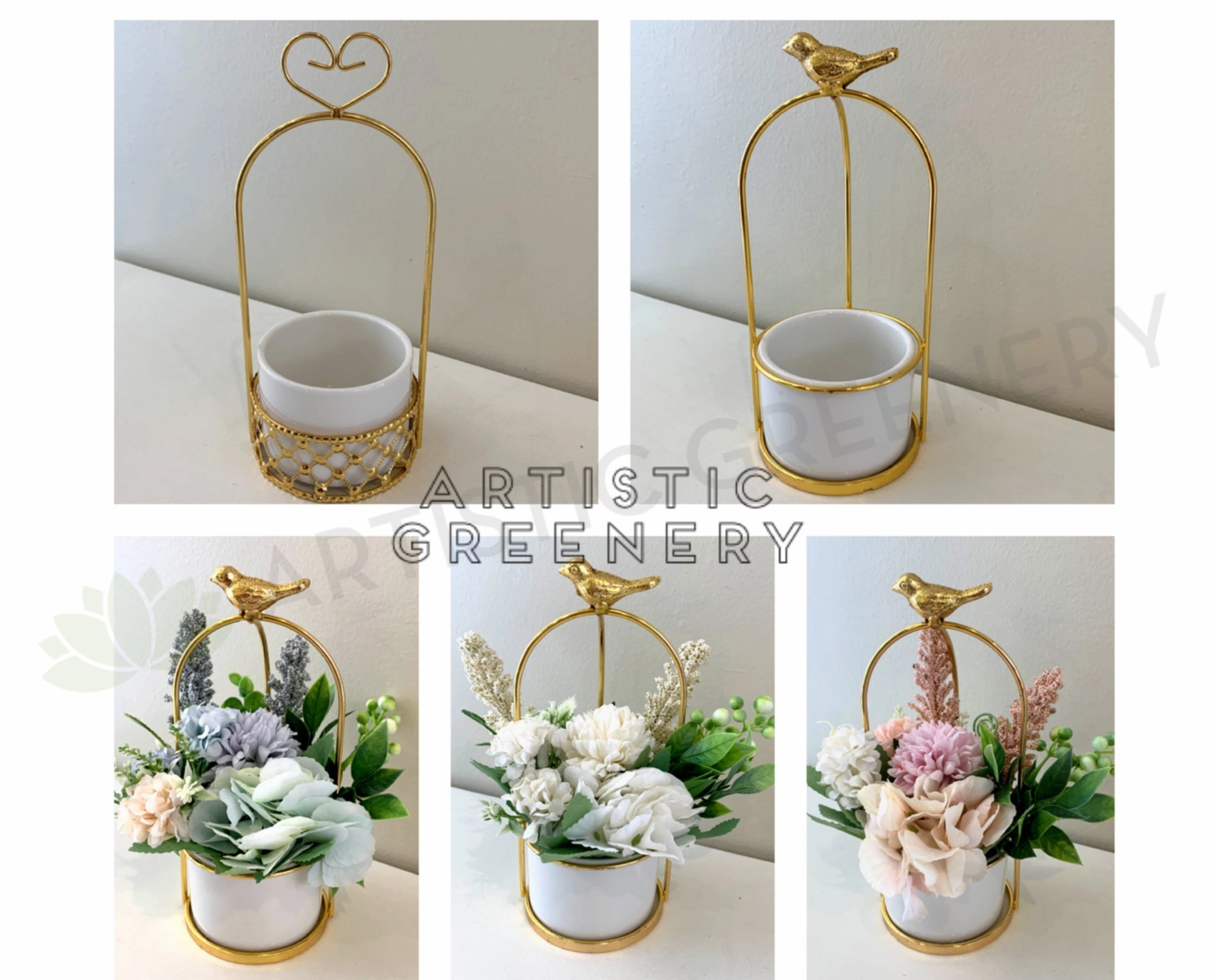 ACC0100 Small Decorative Bird Cage Style Planters (With or Without Flowers) 23cm Height,garden field mower