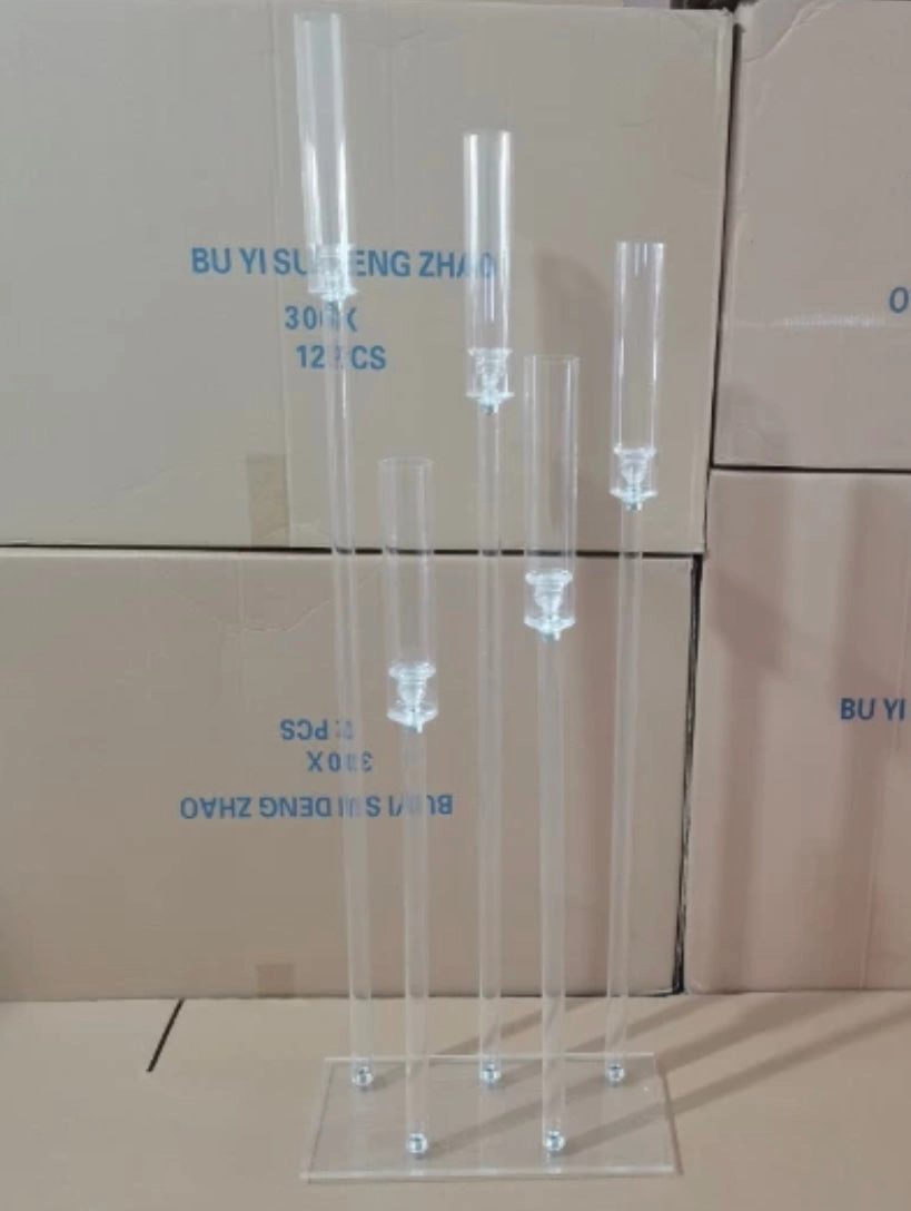 Acrylic plastic CANDELABRA 5 HEAD with rectangular base,aesthetic flower vase