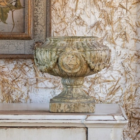Aged Classic Urn With Garland,classic ceramic flowerpot
