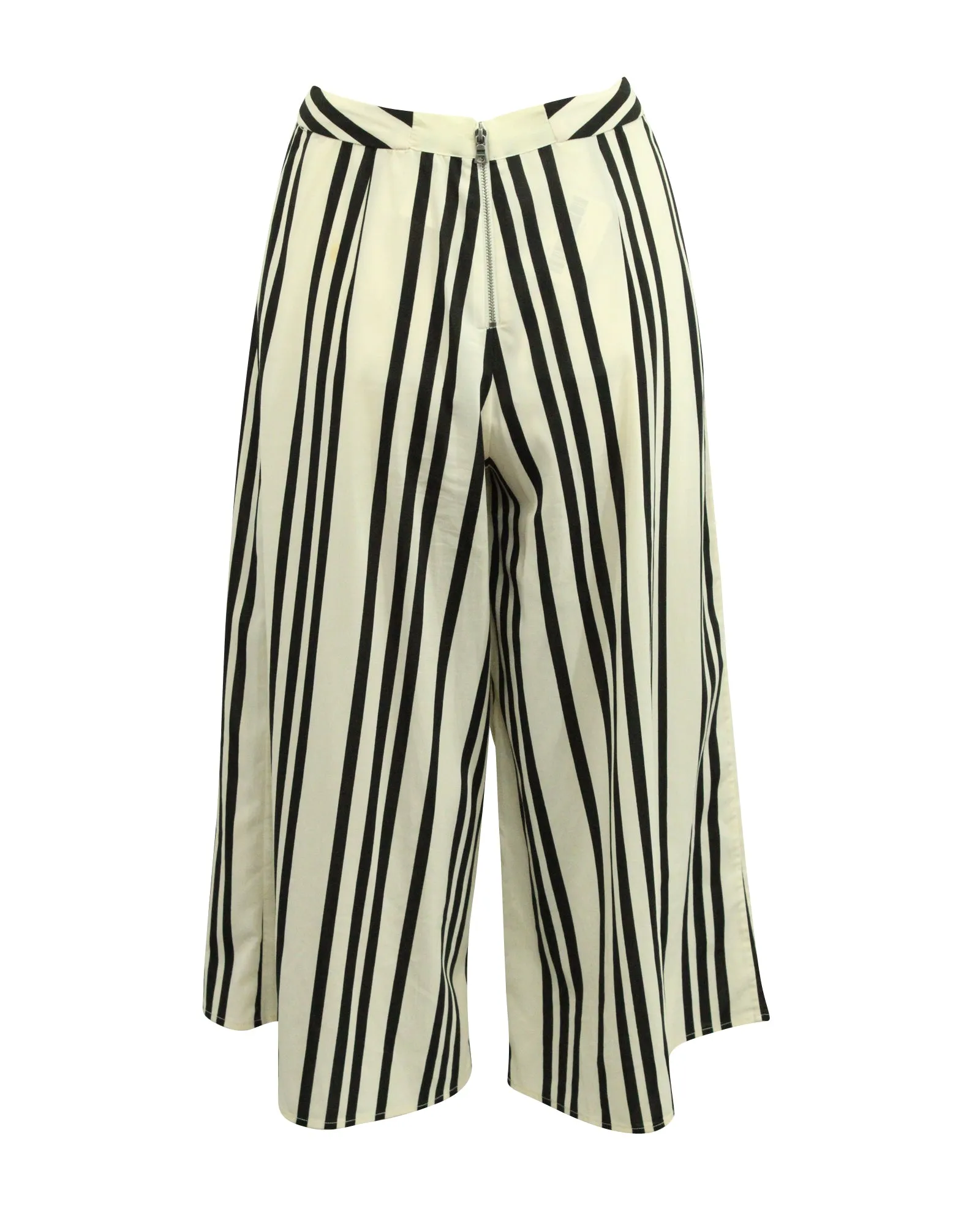 Alice   Olivia Gestreifte Weitbeinige Hose in Weiß aus Polyester