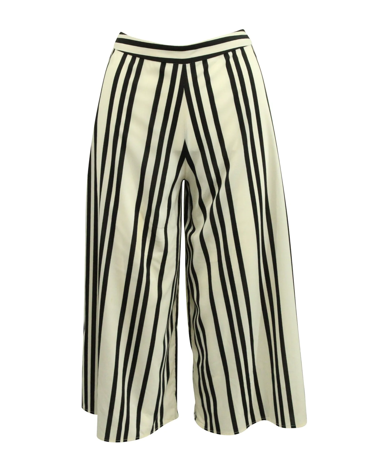 Alice   Olivia Gestreifte Weitbeinige Hose in Weiß aus Polyester