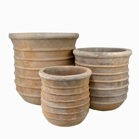 Antique Terracotta Ribbed Planter - Basalt,terracotta plant pot