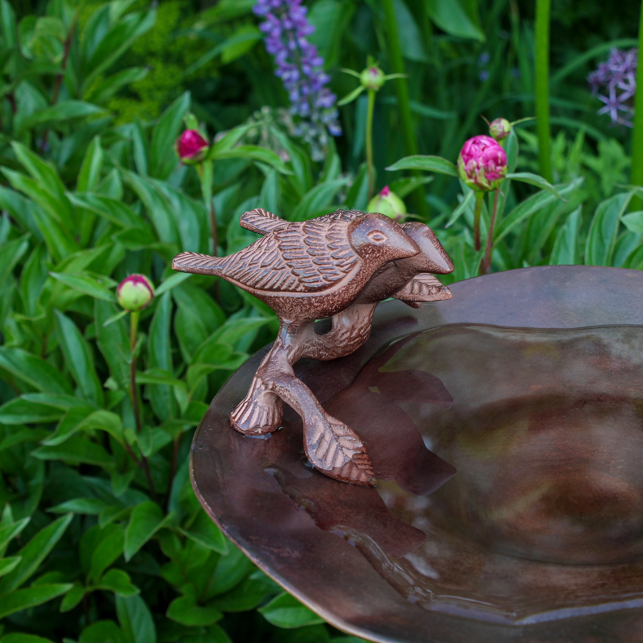 Antiqued Birdbath & Garden Stake
