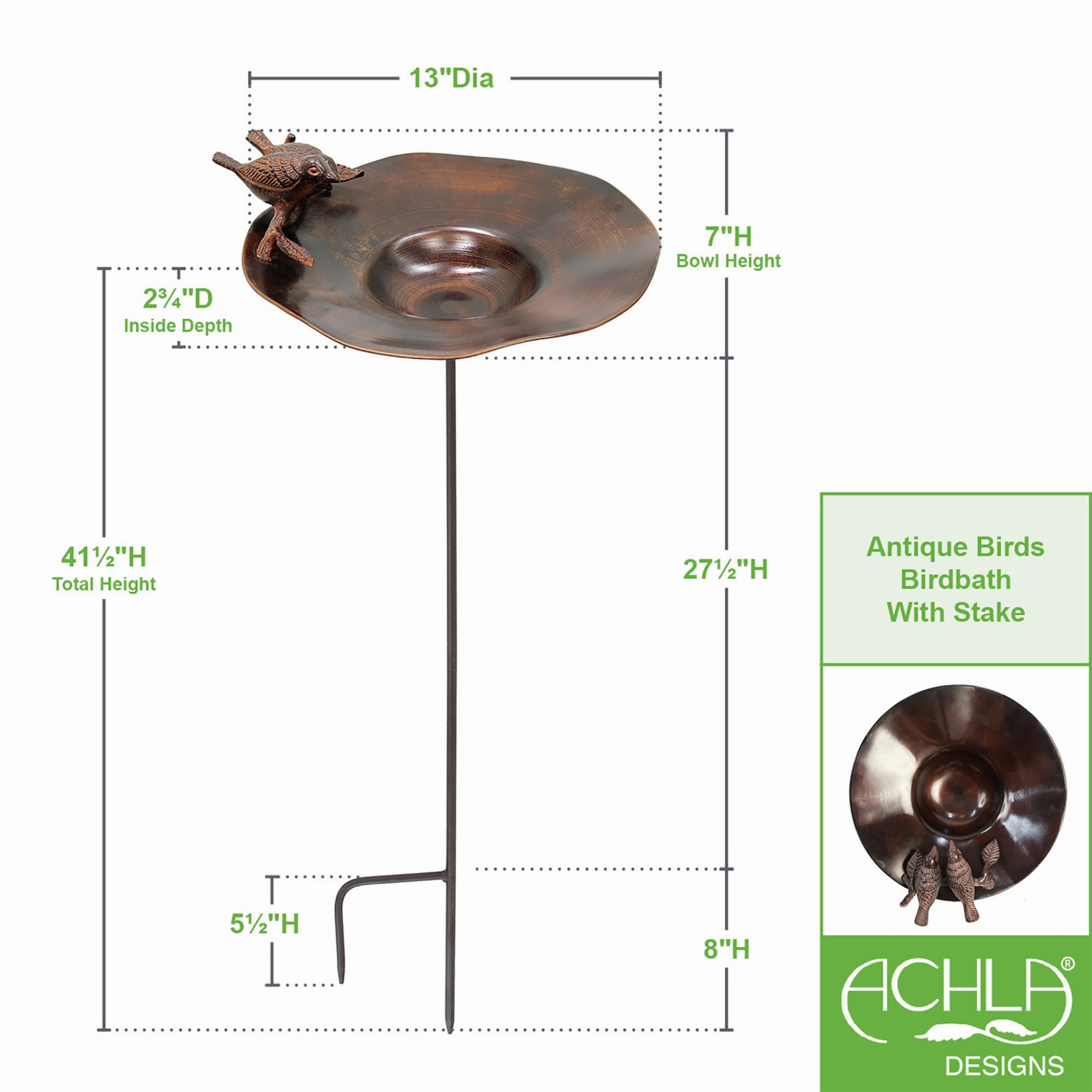Antiqued Birdbath & Garden Stake