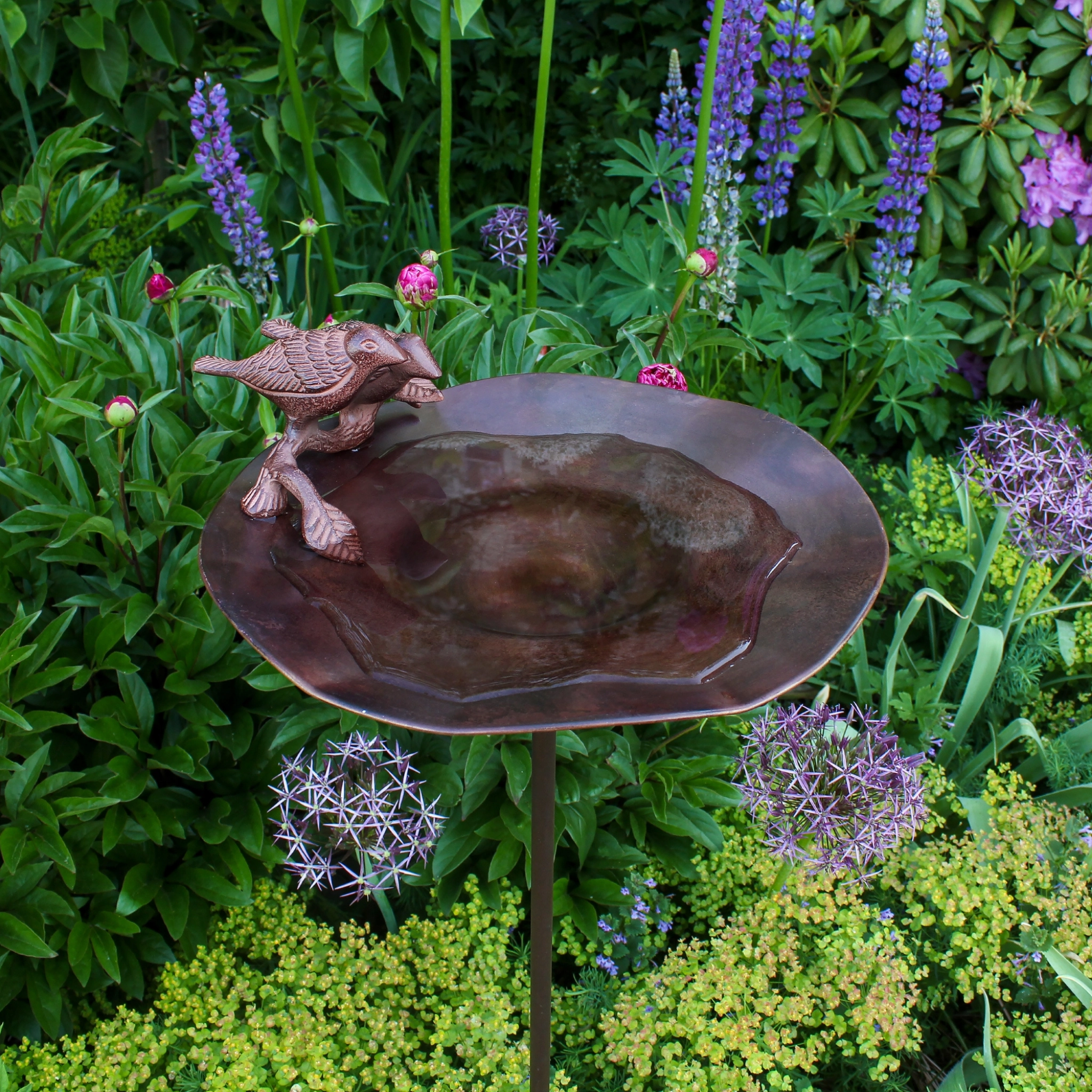 Antiqued Birdbath & Garden Stake
