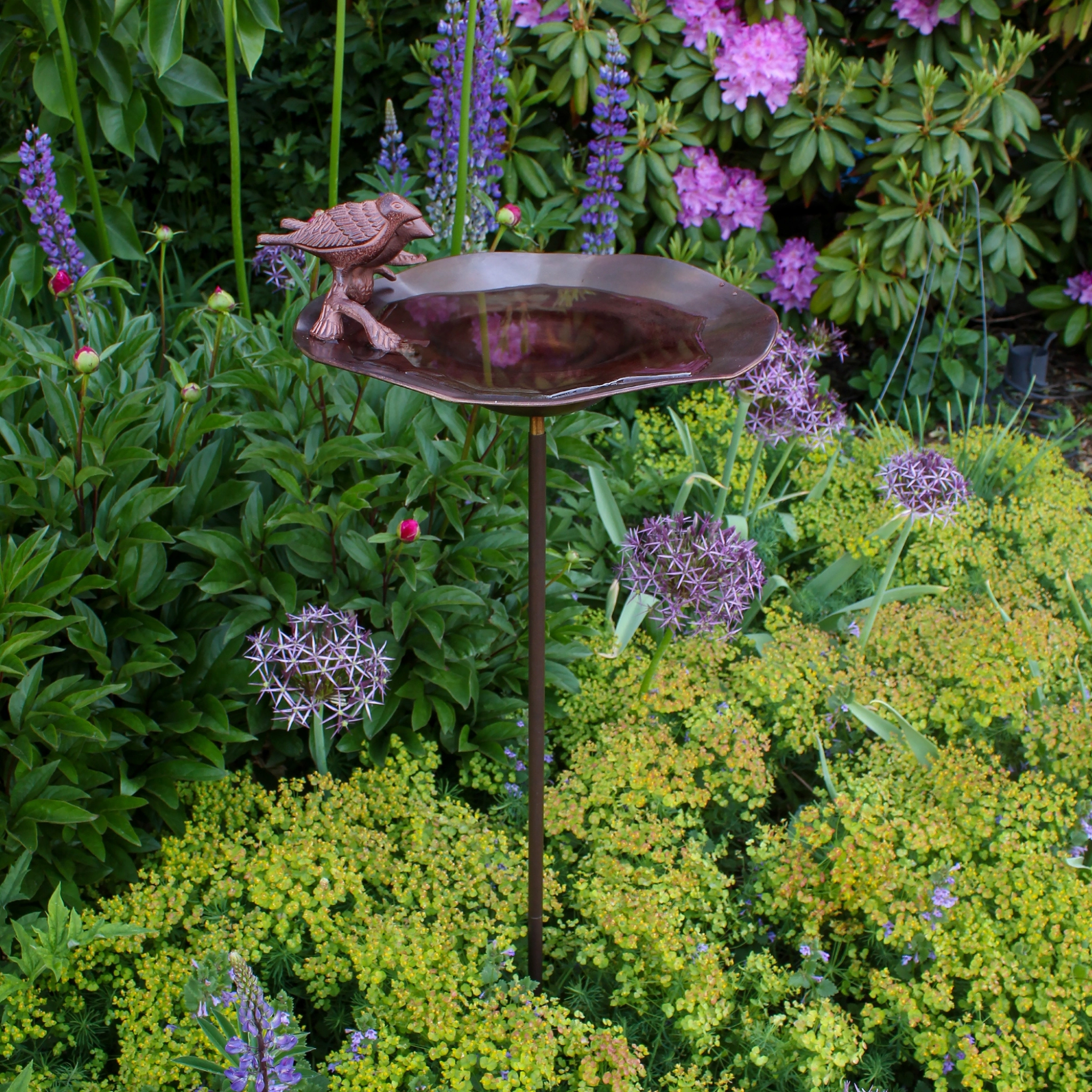 Antiqued Birdbath & Garden Stake