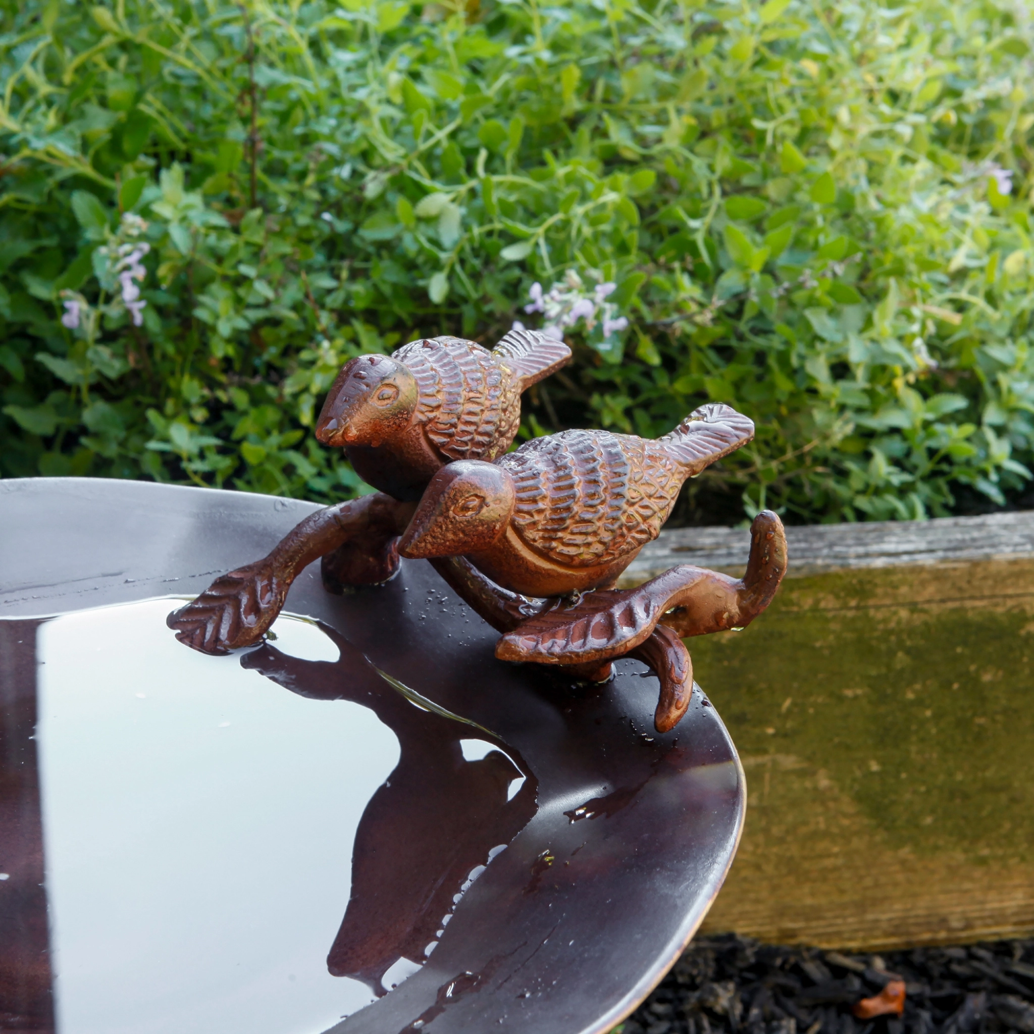 Antiqued Birdbath & Over Railing Bracket