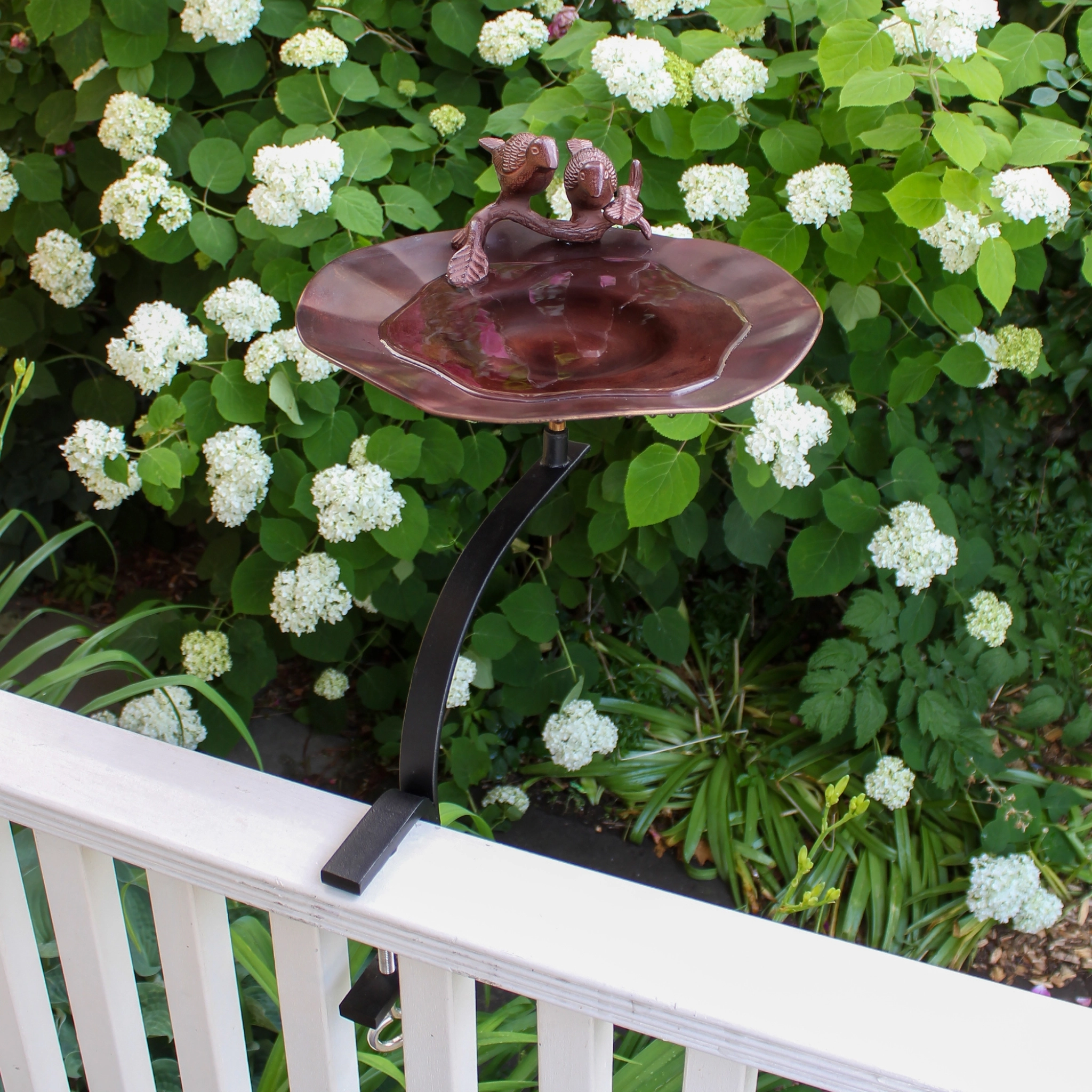Antiqued Birdbath & Railing Bracket