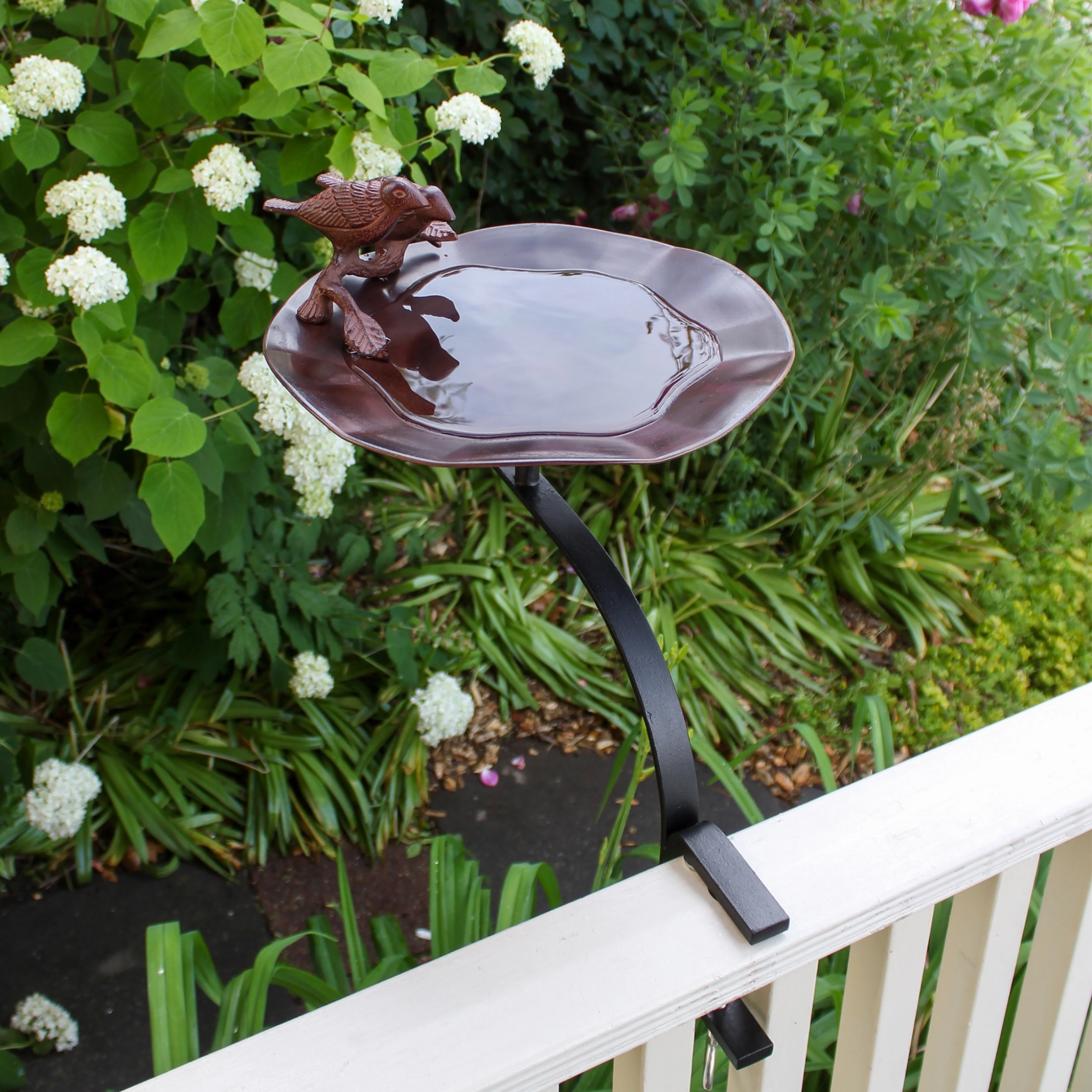 Antiqued Birdbath & Railing Bracket