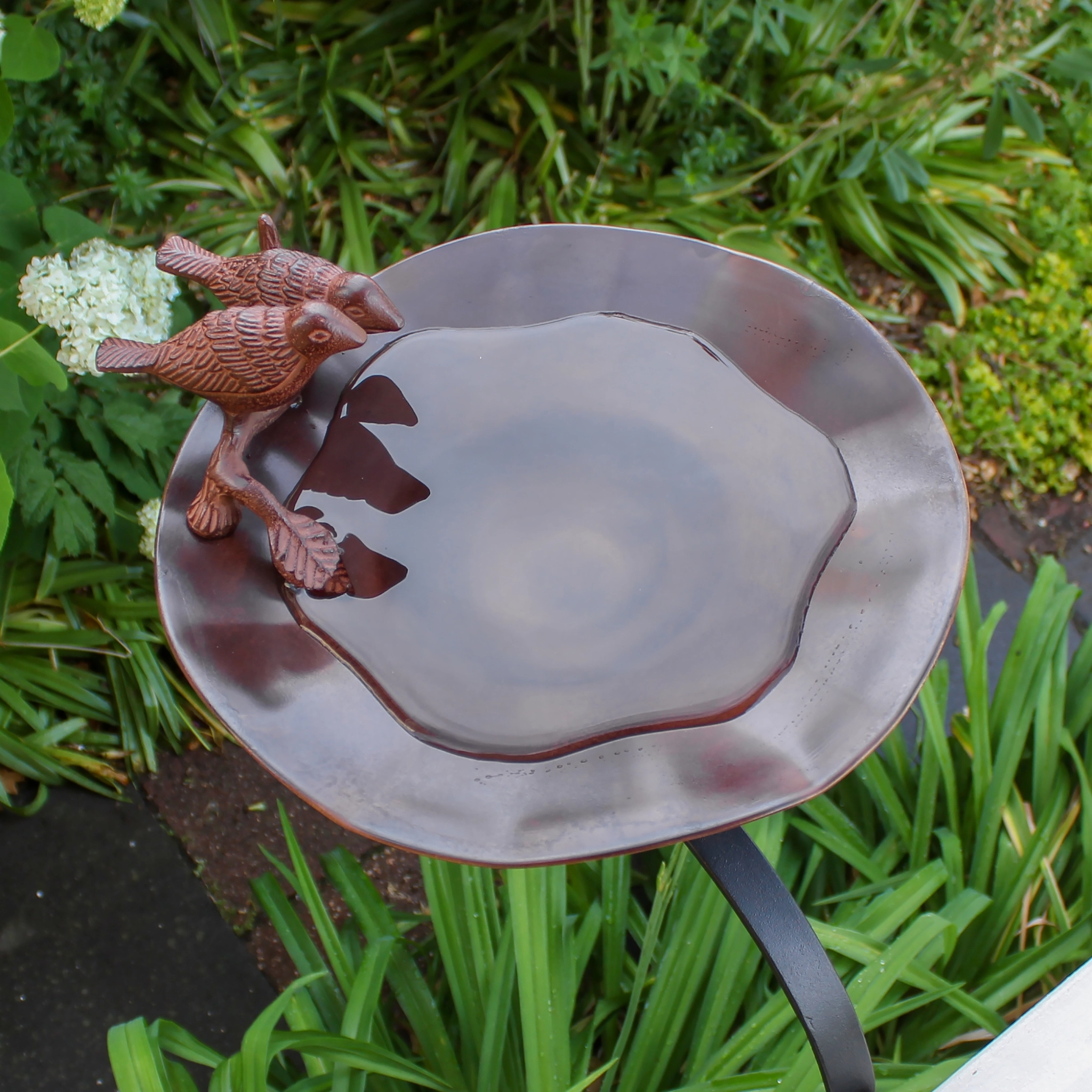 Antiqued Birdbath & Railing Bracket