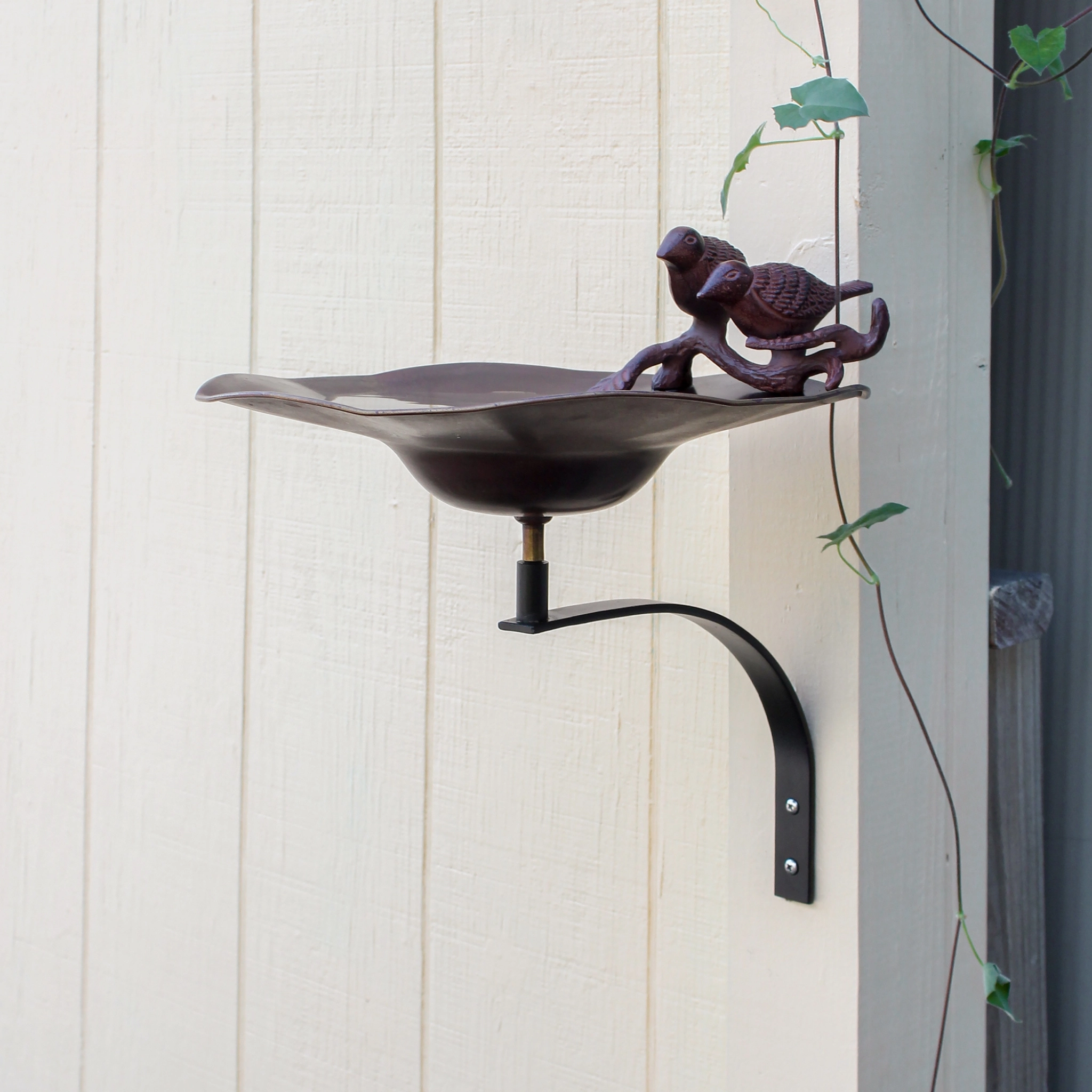 Antiqued Birdbath & Wall Mount Bracket