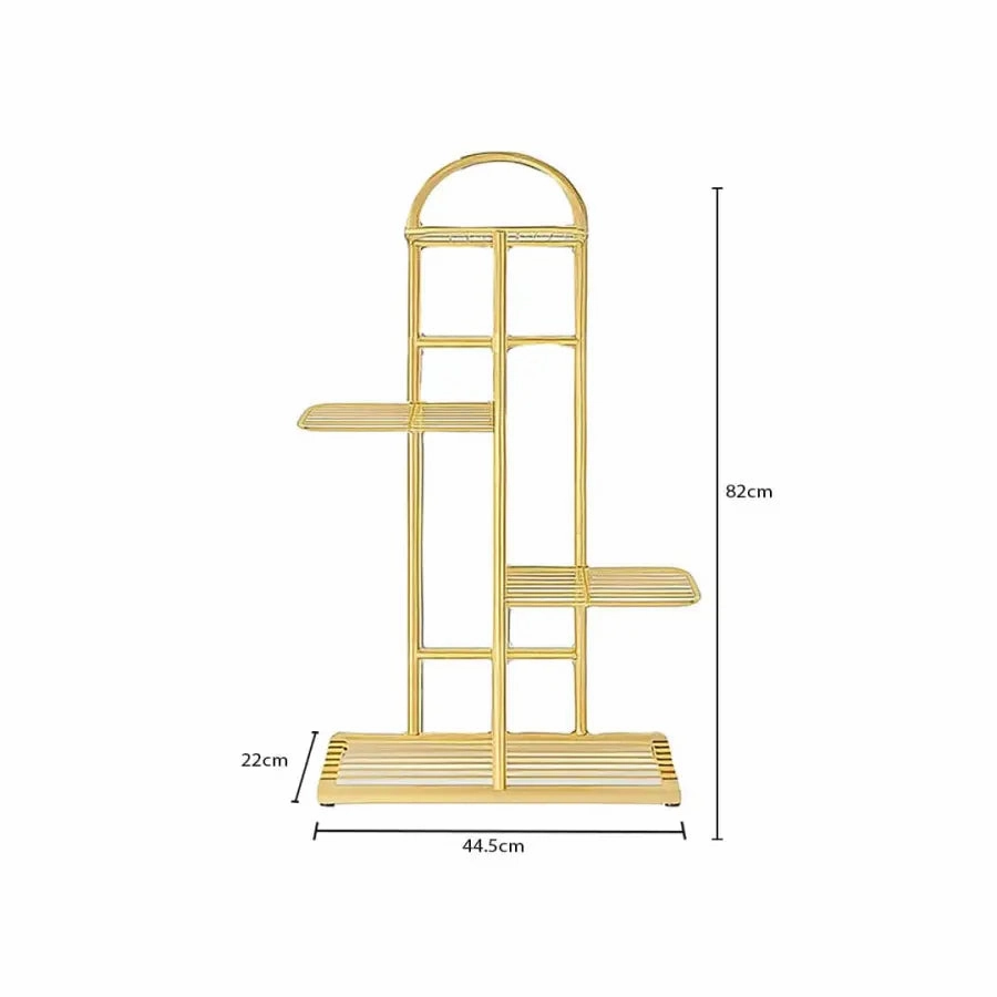 Arched 4 Tier Gold Metal Plant Stand for 5 Planters
