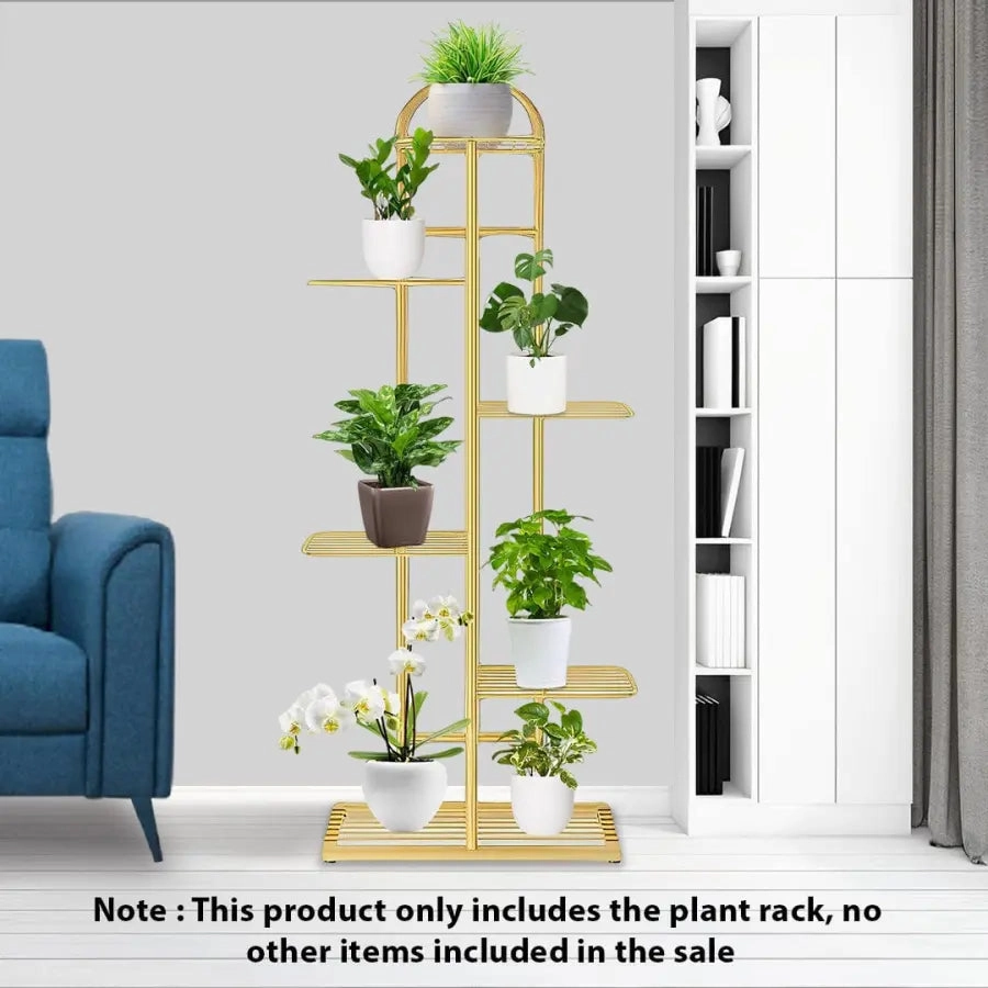 Arched 6 Tier Gold Metal Plant Stand for 7 Planters