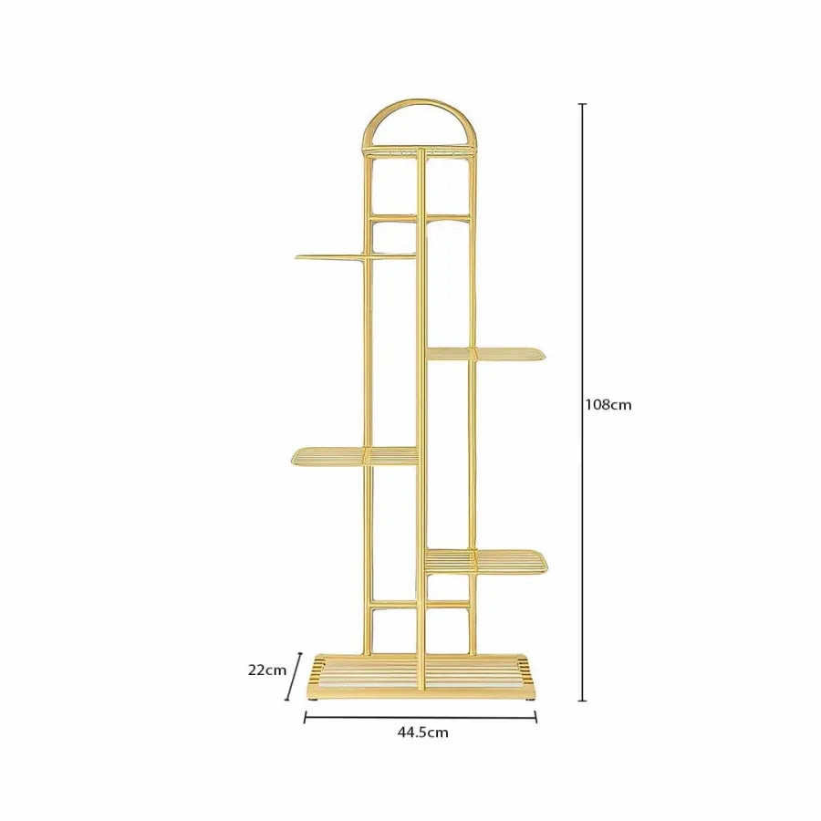 Arched 6 Tier Gold Metal Plant Stand for 7 Planters