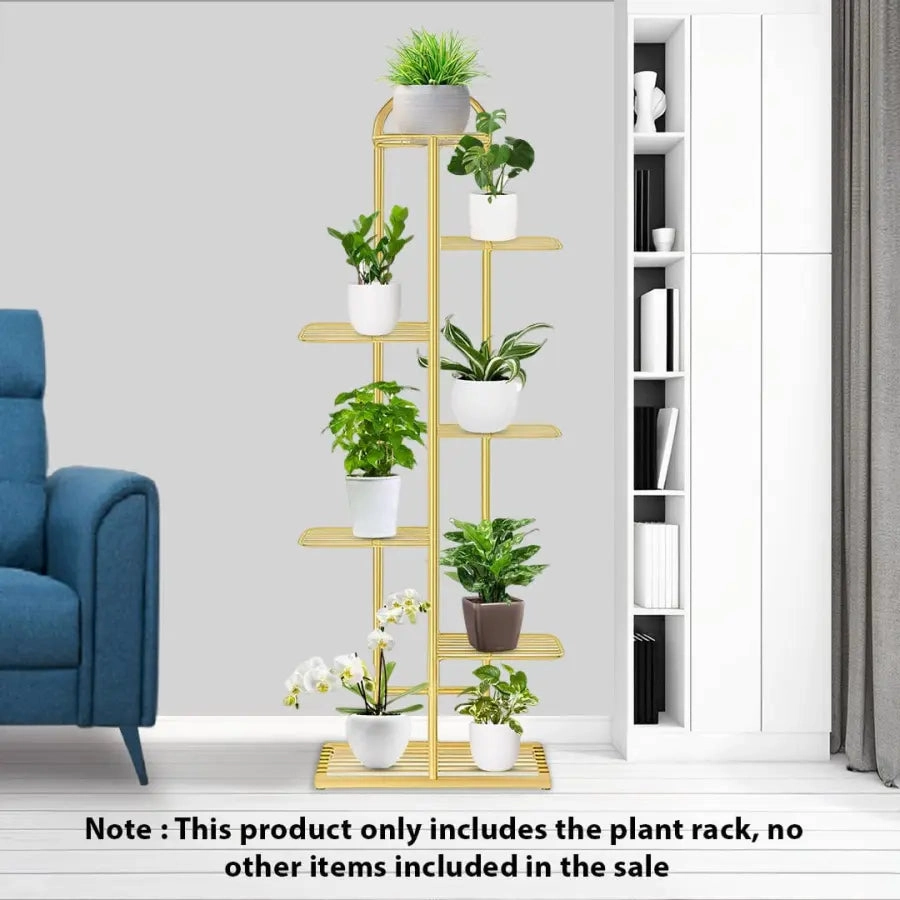 Arched 7 Tier Gold Metal Plant Stand for 8 Planters