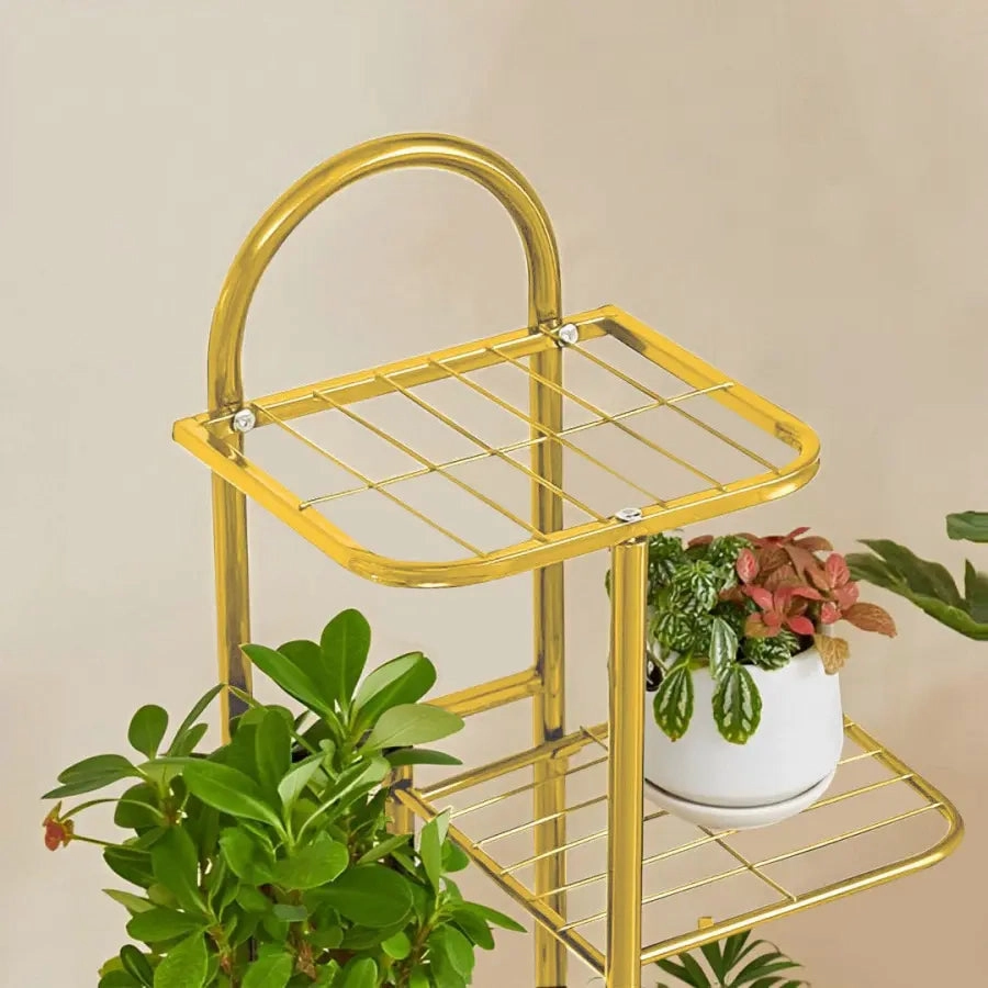 Arched 7 Tier Gold Metal Plant Stand for 8 Planters