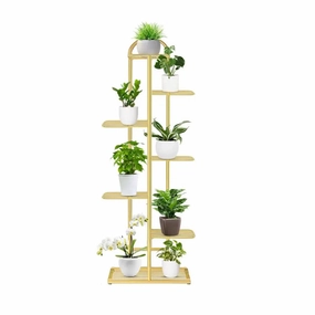 Arched 7 Tier Gold Metal Plant Stand for 8 Planters,plant shelf accessories