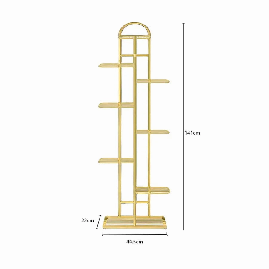 Arched 8 Tier Gold Metal Plant Stand for 9 Planters