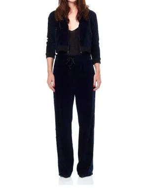 Aria Velvet Seitenschnapp-Hose in Blau