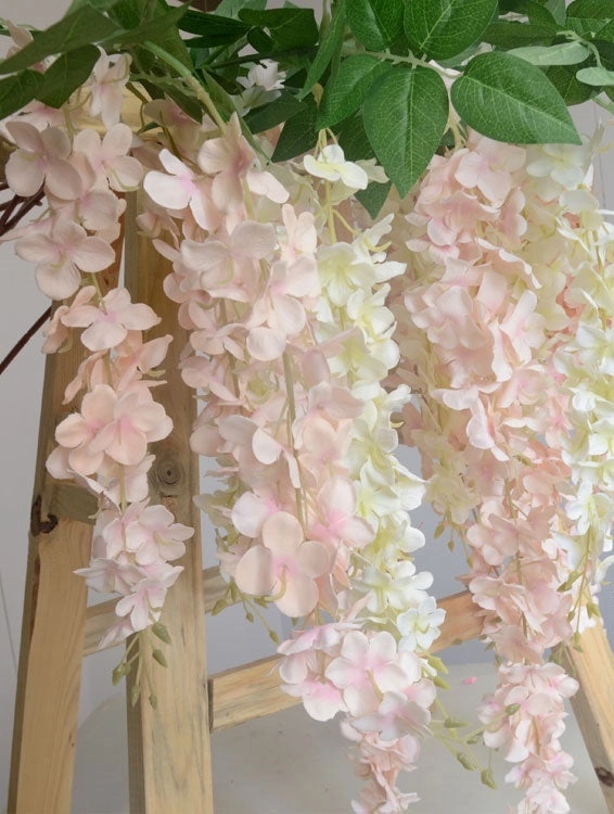 ARTIFICIAL FLOWER HANGING FLOWER LONG GARLAND WISTERIA  (blush) ART1-12